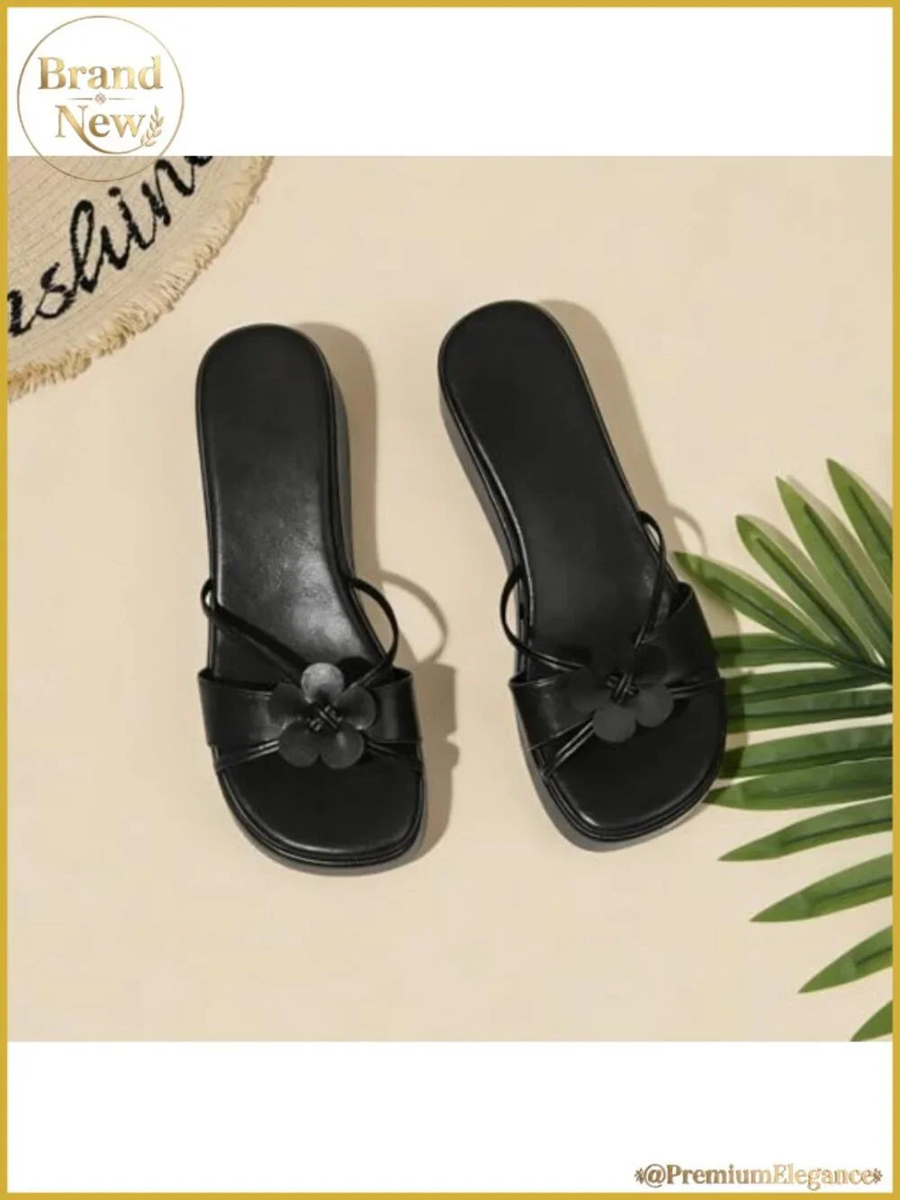 Floral Platform Sandals Chunky Wedge Square Toe PU Women